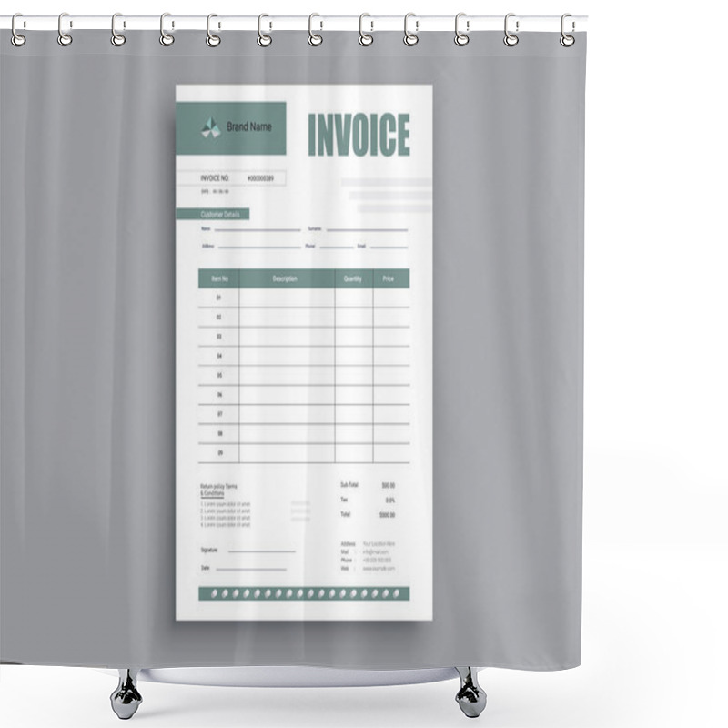 Personality  Creative, Modern, Unique, Clean, And Professional Corporate Company Business Invoice Template Design Shower Curtains