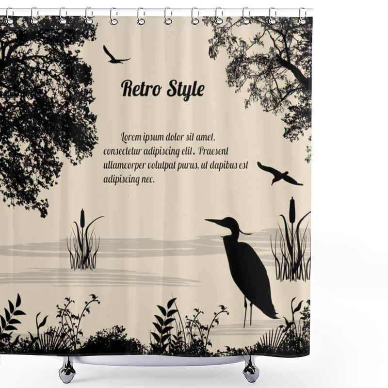 Personality  Heron Silhouette On Lake Shower Curtains