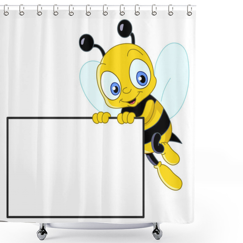 Personality  Cute Bee With Sign Shower Curtains