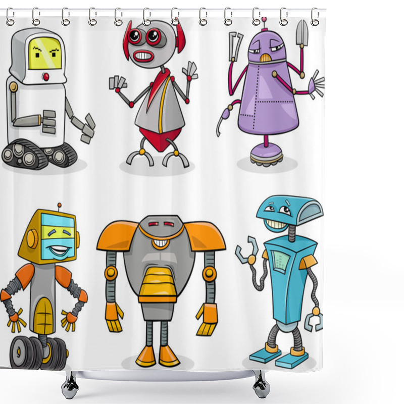 Personality  Robots Cartoon Illustration Set Shower Curtains