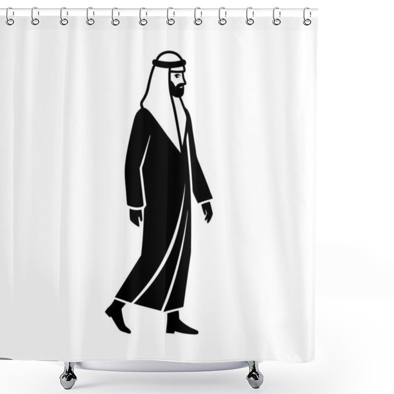 Personality  Minimalistic Silhouette Of Arabian Man In Traditional Attire Shower Curtains