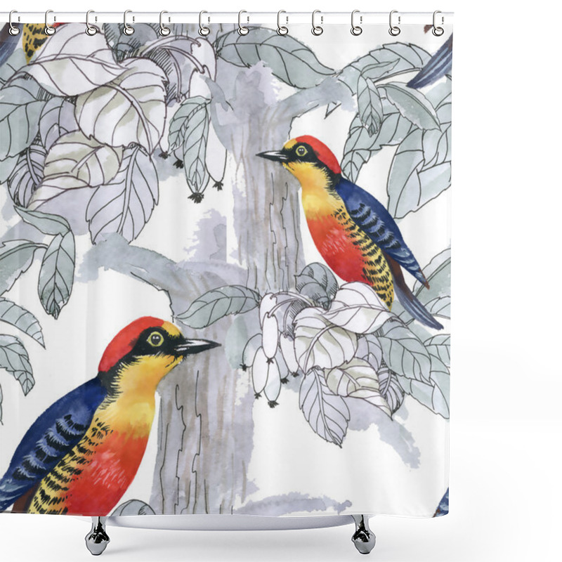 Personality  Exotic Birds Background Shower Curtains