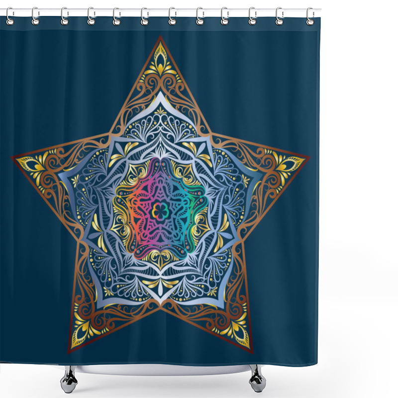 Personality  Colorful Of Mandala Element Vector. Floral Ornament Background. Dynamic Line For Decoration, Islamic, Arabic. Eps 10 Vetor Shower Curtains