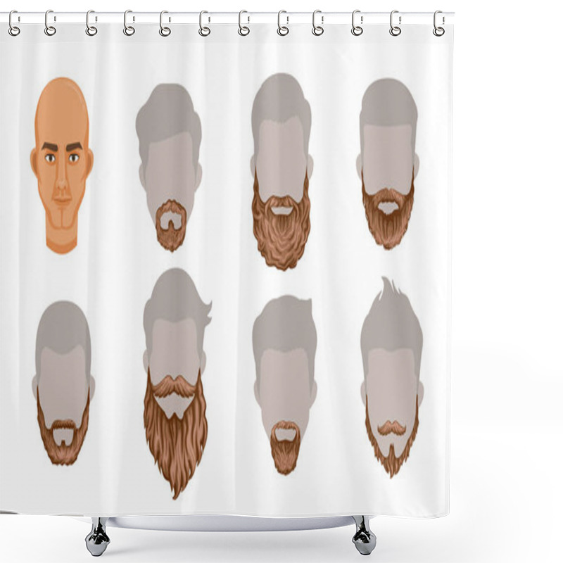 Personality  Beard Set Vector Illustration Shower Curtains