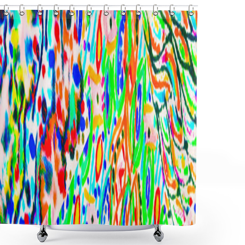 Personality  Blue Mosaic Design. Pink Fashion Texture. Orange Geometric Illustration. Green Fluid Splash. Red Heaven Drawing. Bright Tie Dye Texture. Abstract Decor. Shower Curtains