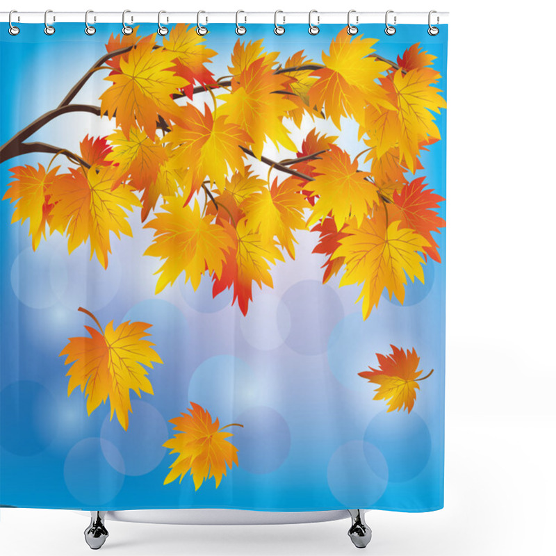 Personality  Autumn Tree Maple On Blue Background Shower Curtains