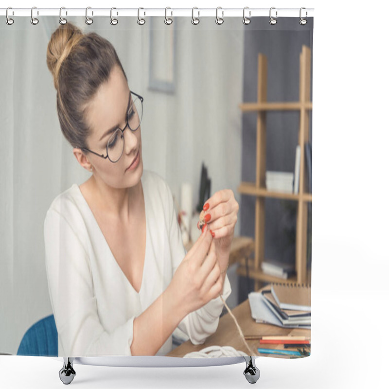 Personality  Florist With Flower At Workplace Shower Curtains