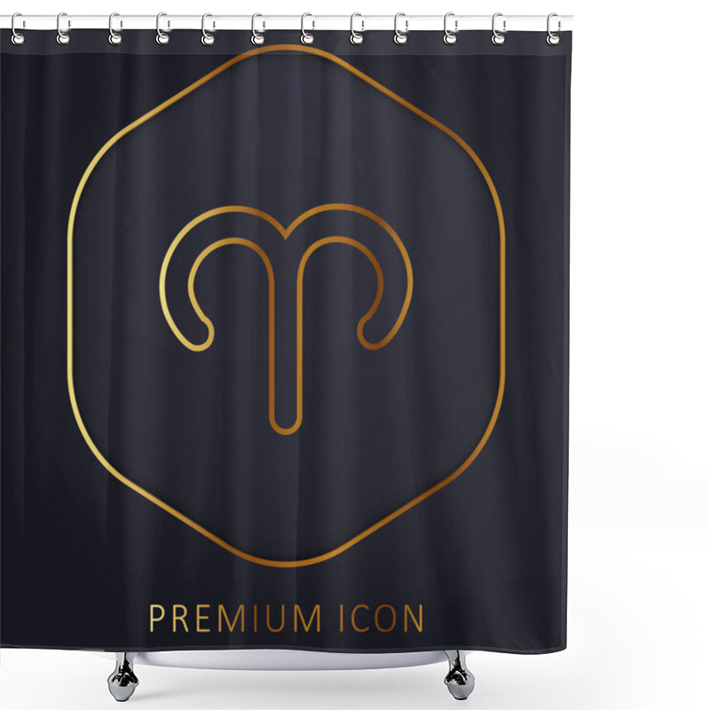 Personality  Aries Sign Golden Line Premium Logo Or Icon Shower Curtains