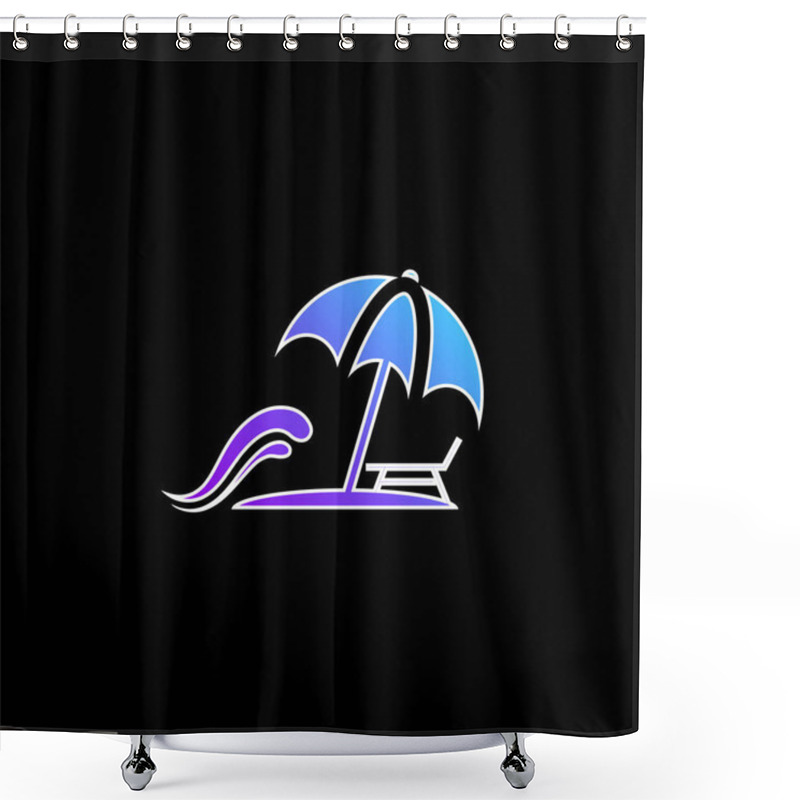 Personality  Beach Blue Gradient Vector Icon Shower Curtains