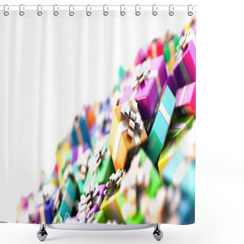 Personality  Gift Boxes Horizontal 3d Rendering Background, Christmas And Celebration Theme Shower Curtains