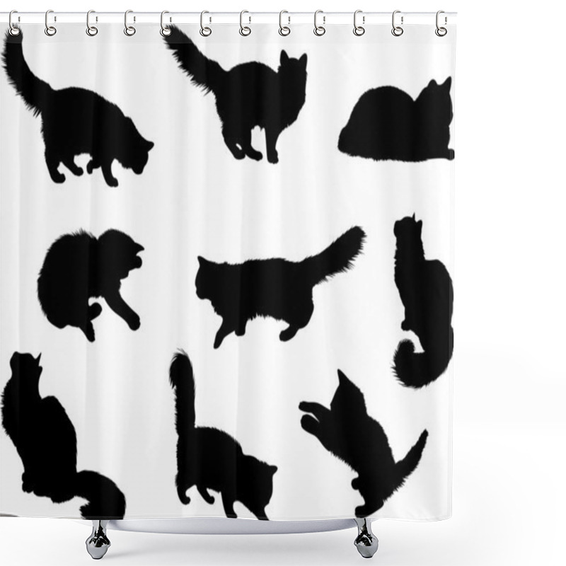 Personality  A Lot Of Silhouettes Of Cats Shower Curtains