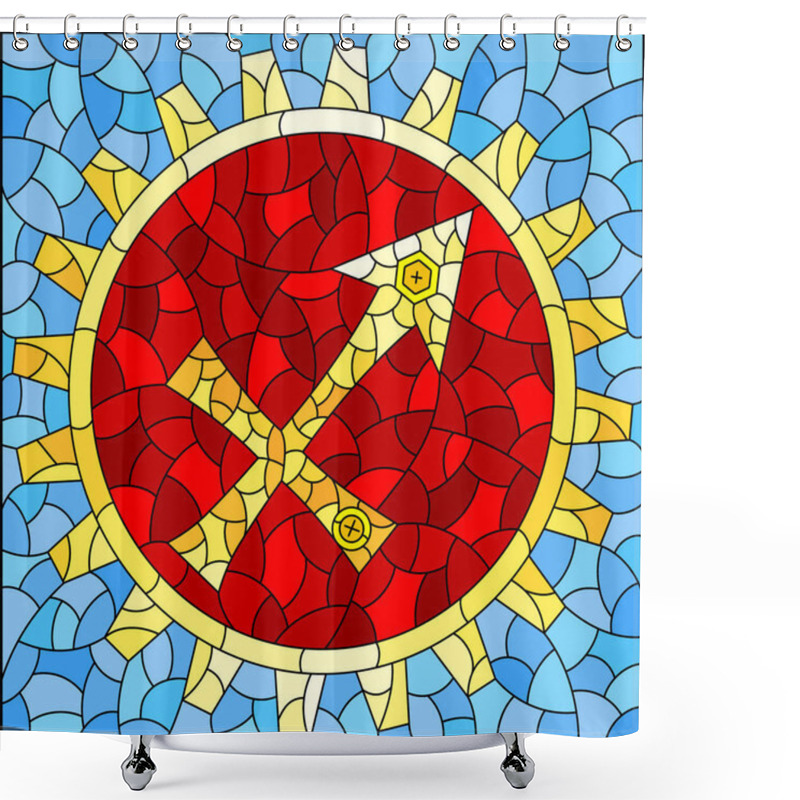 Personality  Illustration In The Style Of A Stained Glass Window With An Illustration Of The Steam Punk Sign Of The Horoscope  Sagittarius Shower Curtains