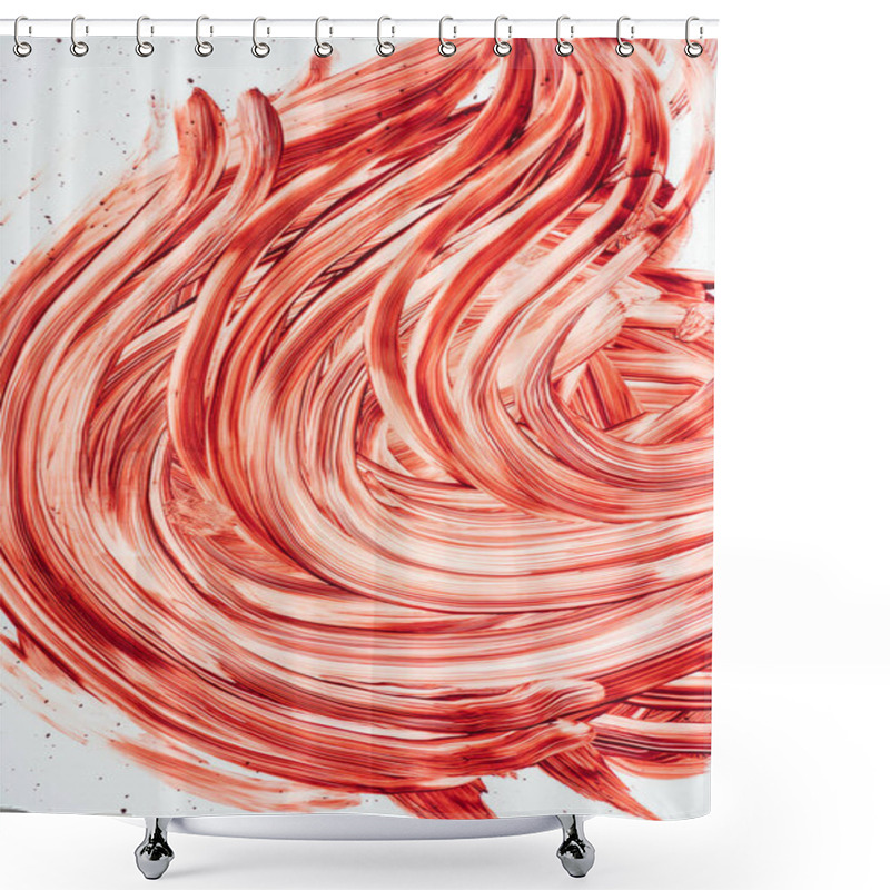 Personality  Top View Of Smeared Blood Stains On White Shower Curtains