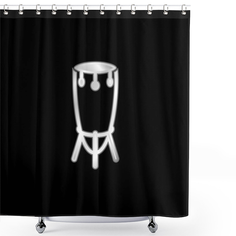 Personality  African Tall Drum With Stand Silver Plated Metallic Icon Shower Curtains