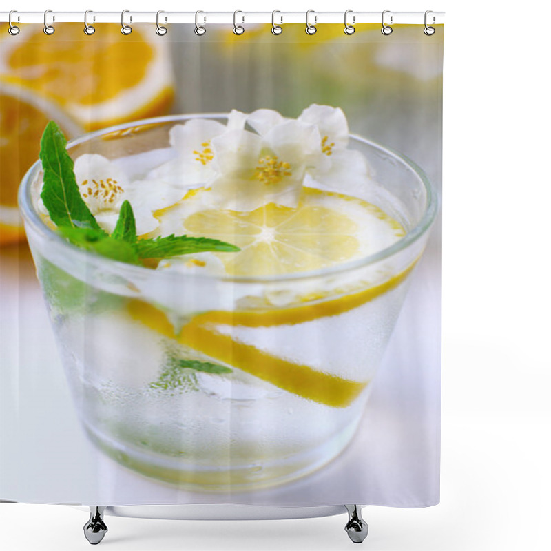 Personality  Glass Of Cold Refreshing Summer Drink Shower Curtains