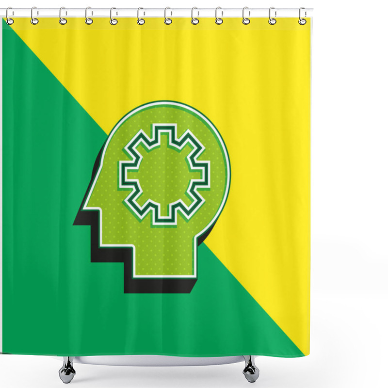 Personality  Brain Process Green And Yellow Modern 3d Vector Icon Logo Shower Curtains