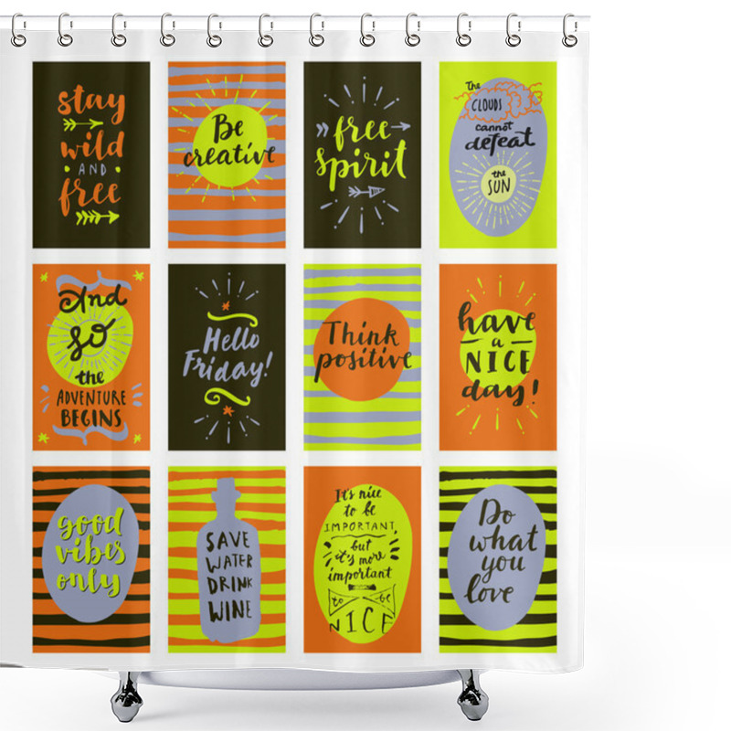 Personality  Set Of Modern Calligraphic Posters Shower Curtains