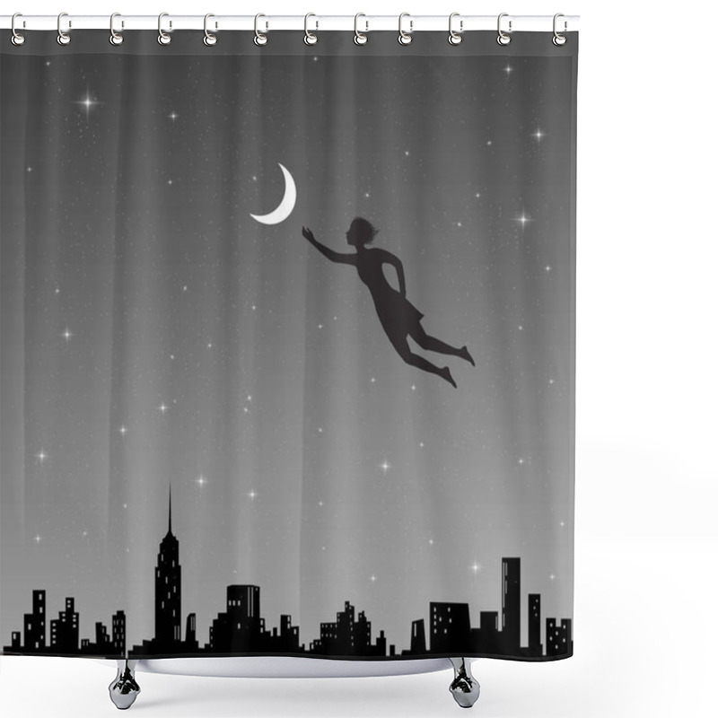 Personality  Young Fairy Girl Put The Moon Shower Curtains