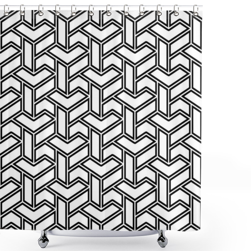 Personality  Seamless Geometric Background For Your Designs. Modern Vector Black And White Ornament. Geometric Abstract Pattern Shower Curtains