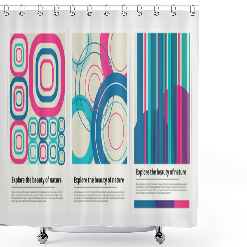 Personality  Modern Abstract Covers Set Minimal Cover Design Geometric Design Background 5 Shower Curtains