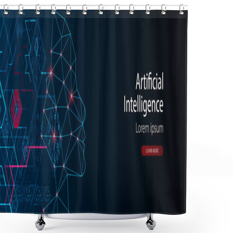 Personality  Artificial Intelligence Concept.  Creative Brain Concept Backgro Shower Curtains