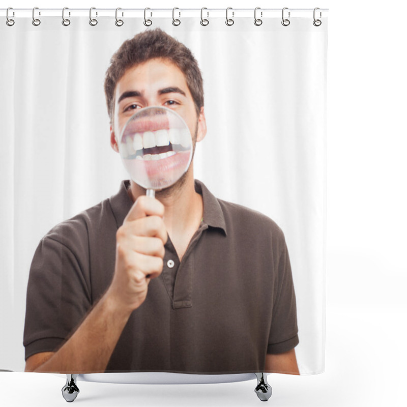 Personality  Young Man With Magnifying Glass Shower Curtains