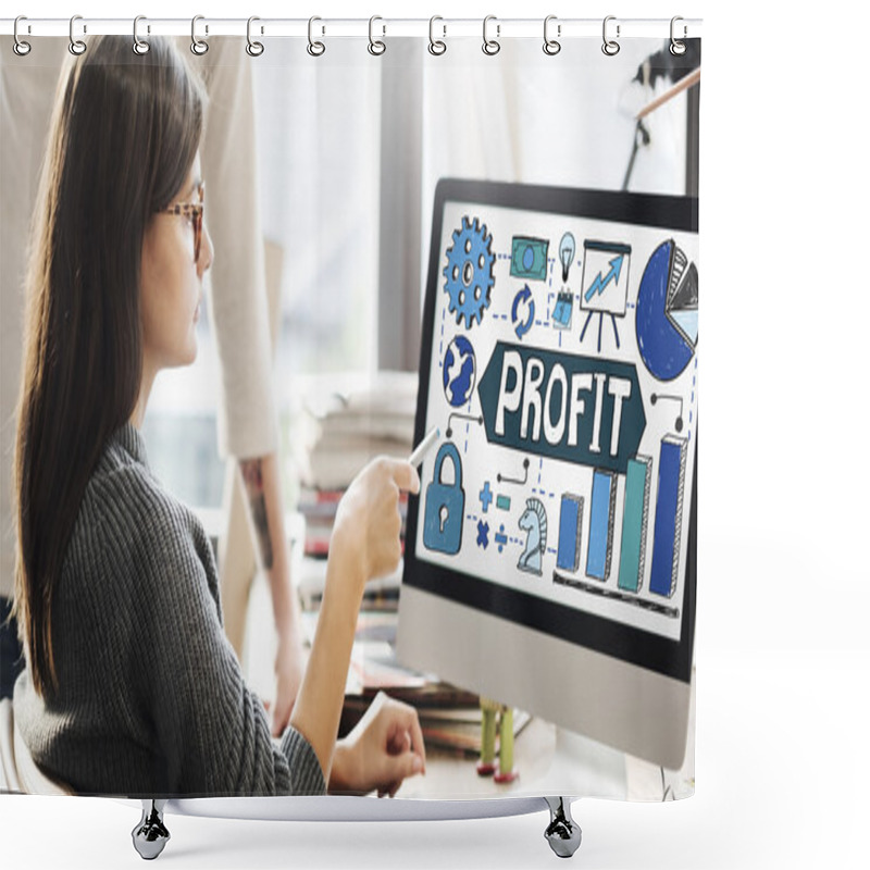 Personality  Woman Showing On Monitor With Profit Shower Curtains