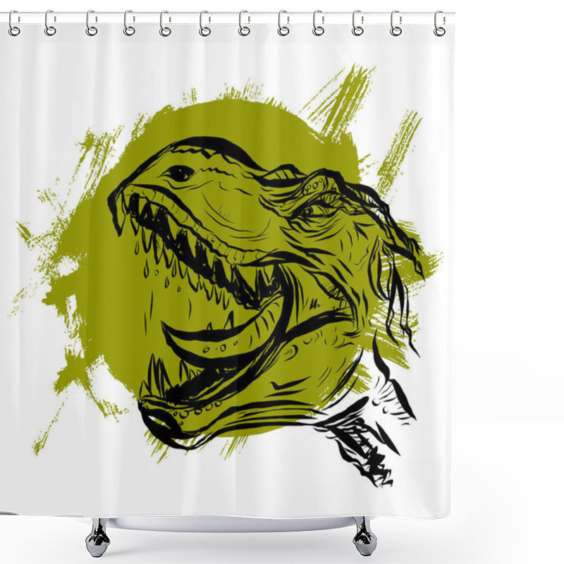 Personality  Dinosaur Illustration Hand Drawn Vector Illustration On White Background Shower Curtains