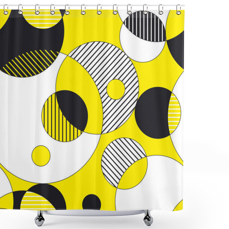 Personality  Circles And Stripes Vector Seamless Pattern Shower Curtains