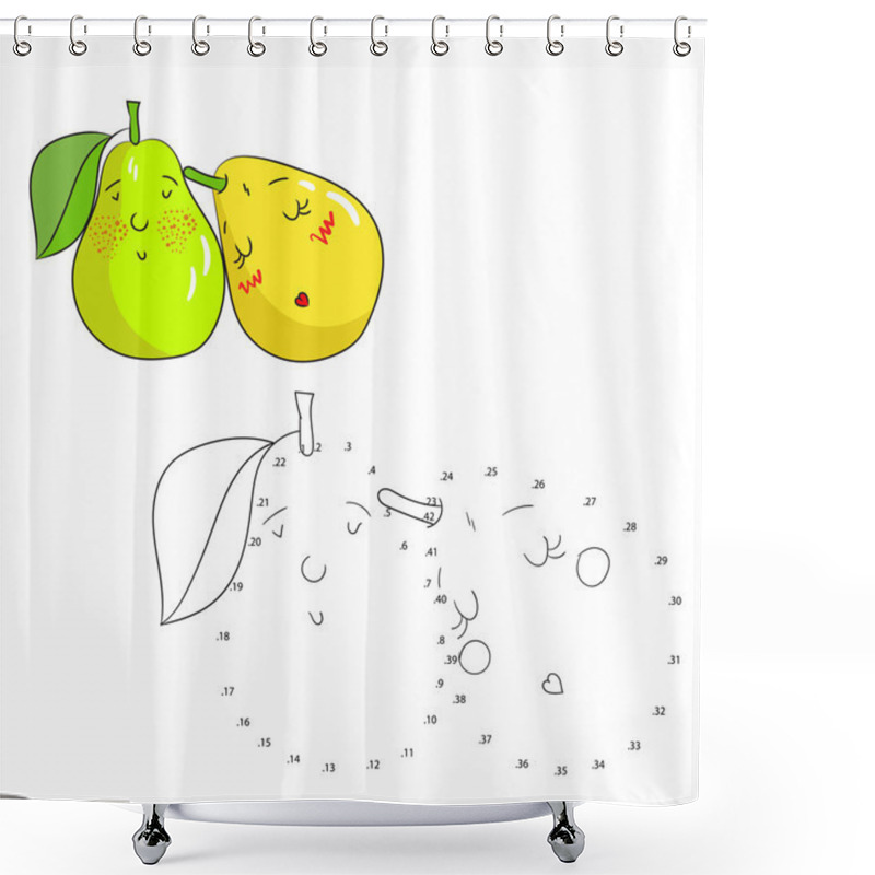 Personality  Educational Game Connect Dots Draw Pear Vector Shower Curtains