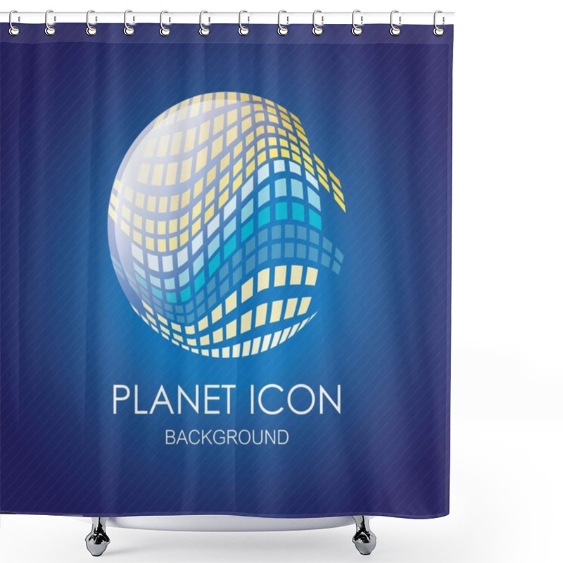 Personality  Planet Icons Shower Curtains