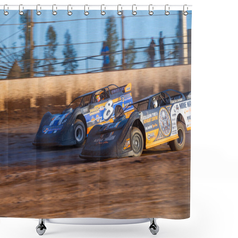 Personality  SYDNEY, NEW SOUTH WALES, AUSTRALIA - October 26, 2024: Driver Alex Sweeney In The Late Models Series Championship At The Sydney International Speedway In Sydney, NSW, Australia. Shower Curtains