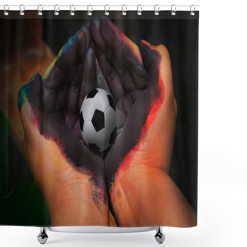 Personality  Soccer Football In Painting Hands Shower Curtains