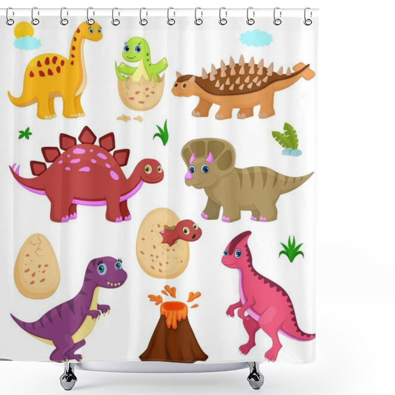 Personality  Cute Dinosaurs Set, Dinosaurs Cartoon Character Shower Curtains