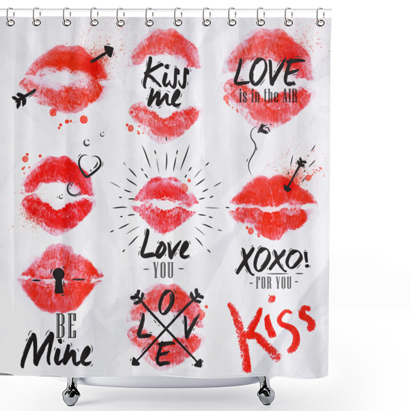 Personality  Kiss Lipstick Signs Red Shower Curtains