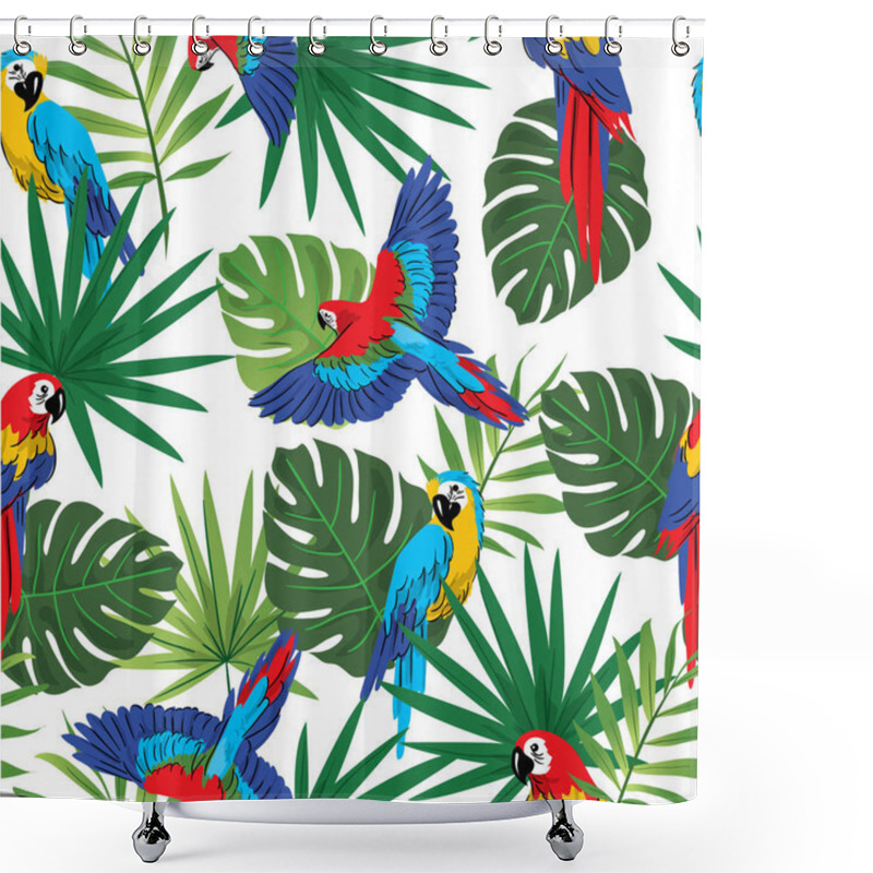 Personality  Seamless Parrot In Tropical Forest Pattern  Shower Curtains