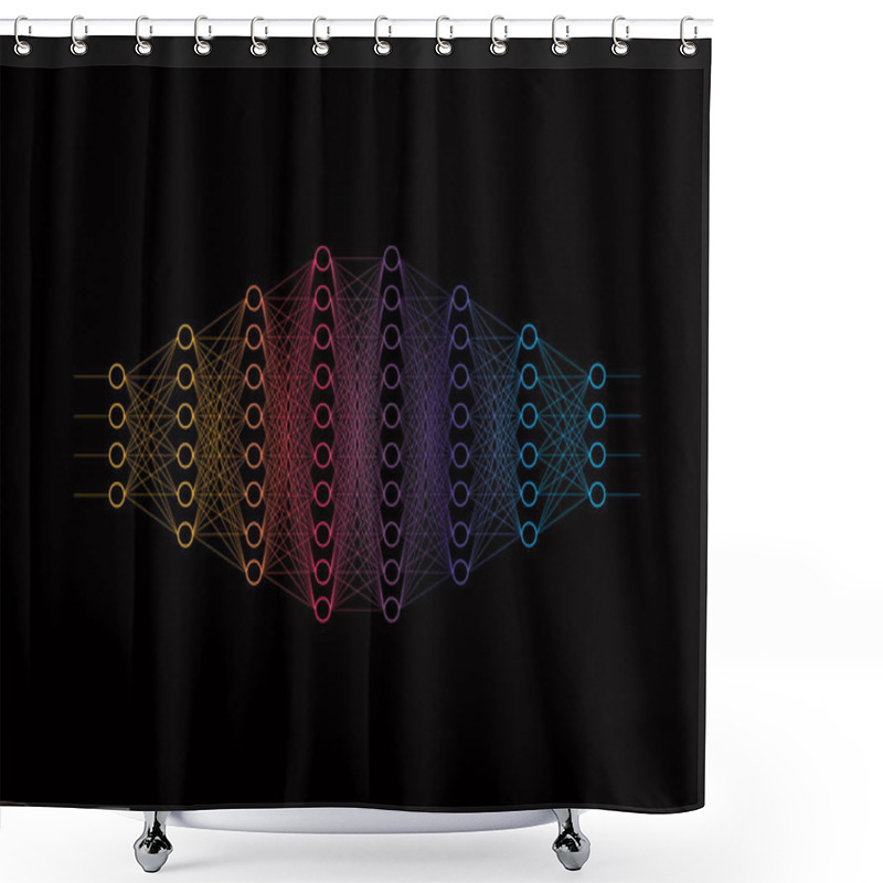 Personality  Neural Network Diagram, Input And Output Data, Hidden Layers. Data Analysis Shower Curtains