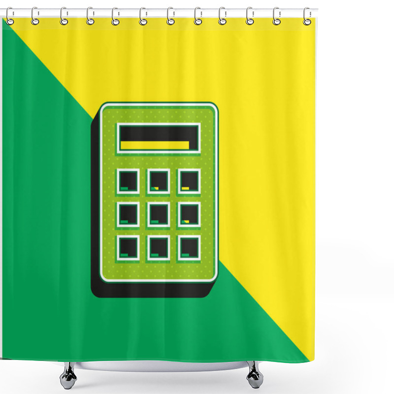 Personality  Basic Calculator Green And Yellow Modern 3d Vector Icon Logo Shower Curtains