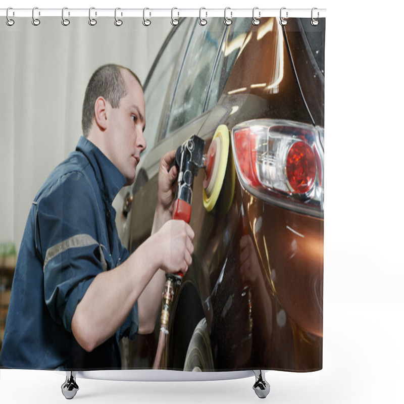 Personality  Auto Mechanic Polishing Car Shower Curtains