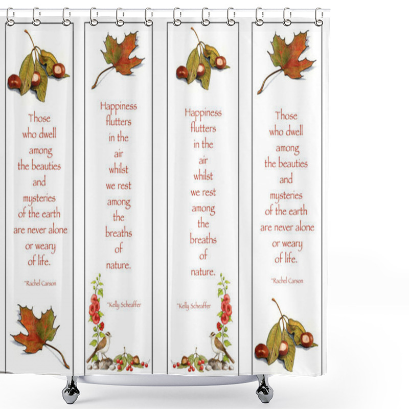 Personality  Four Bookmarks: Nature Theme: Hand-Drawn Shower Curtains