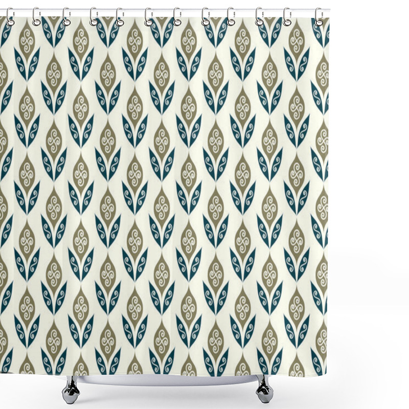 Personality  Dark Green Retro Flower And Leaves Pattern In Classic Style Shower Curtains