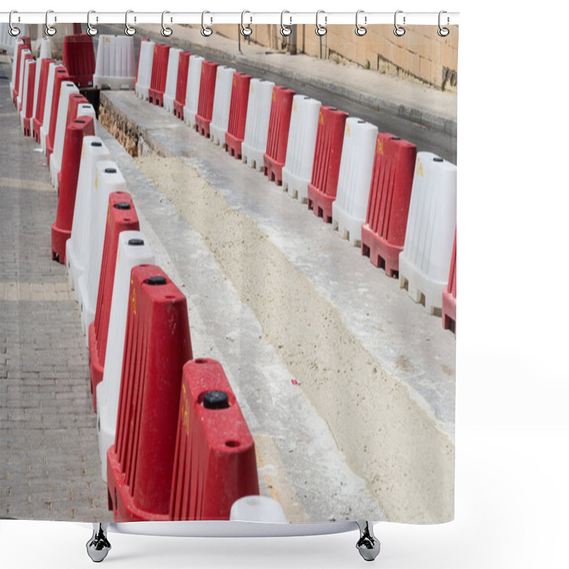 Personality  Road Closed Boundary And Cones  Shower Curtains