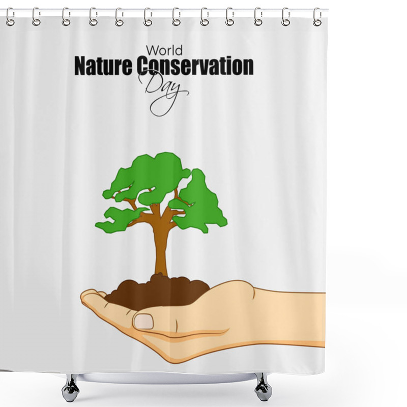 Personality  Vector Illustration Of World Nature Conservation Day Social Media Story Feed Mockup Template Shower Curtains