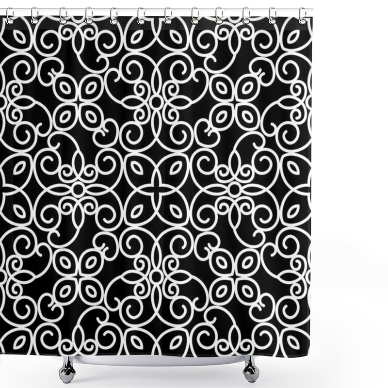 Personality  Black And White Lace Ornament, Seamless Pattern Shower Curtains