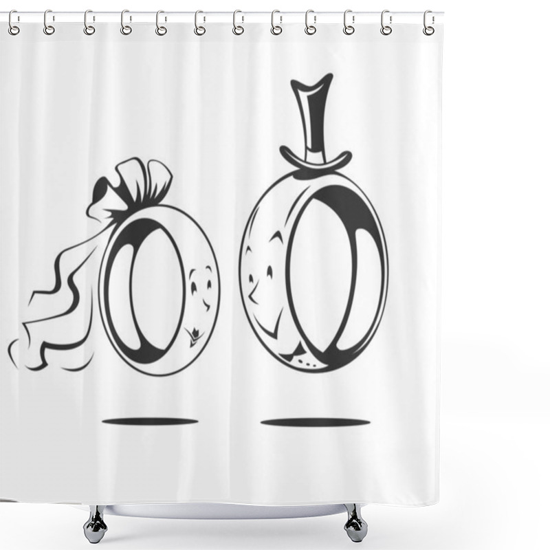 Personality  Bridegroom And Bride. Wedding Ring Shower Curtains