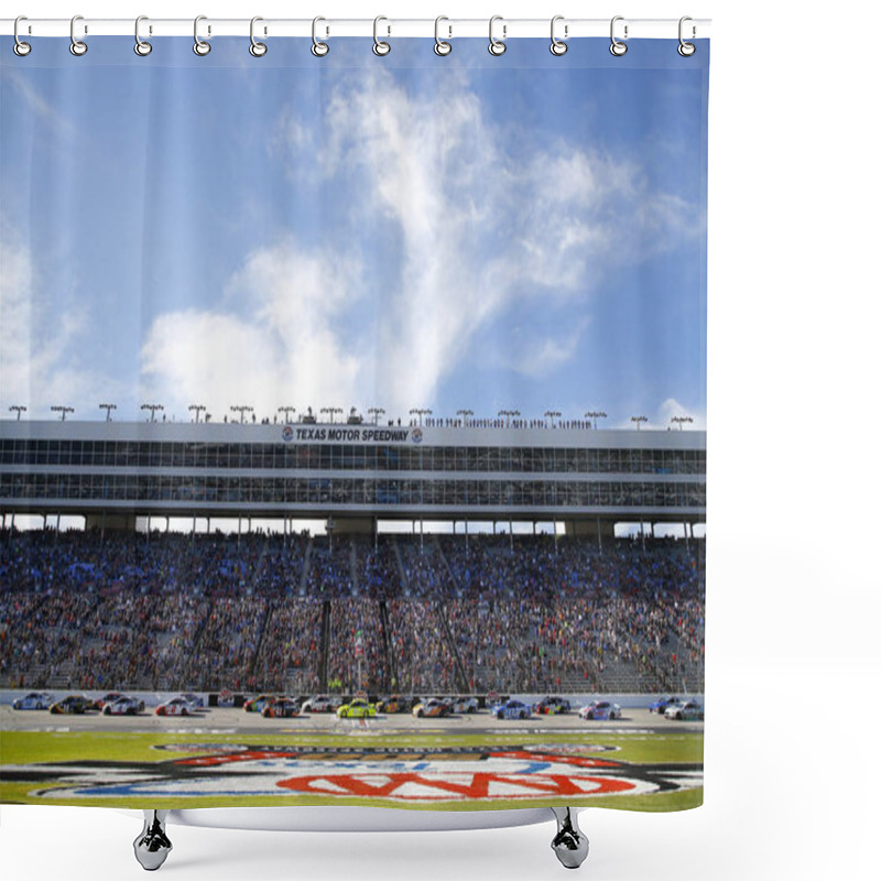 Personality  November 04, 2018 - Ft. Worth, Texas, USA: Ryan Blaney (12) Races During The AAA Texas 500 At Texas Motor Speedway In Ft. Worth, Texas. Shower Curtains