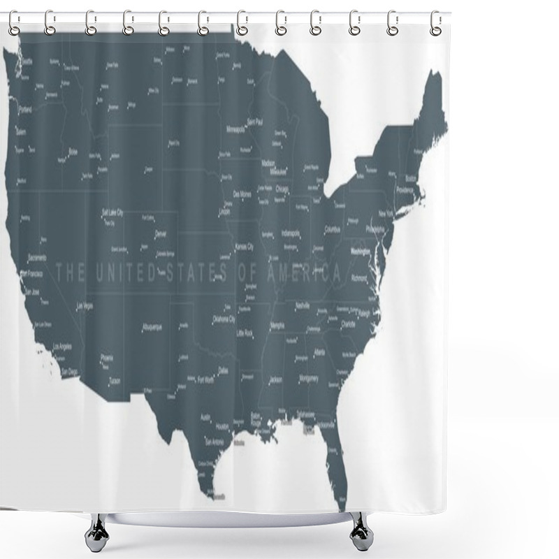 Personality  United States Of America Monochrome Map Shower Curtains