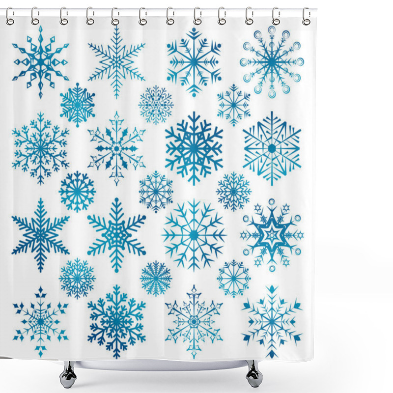 Personality  Set Of Christmas Snowflakes On A Whirte Background. Shower Curtains