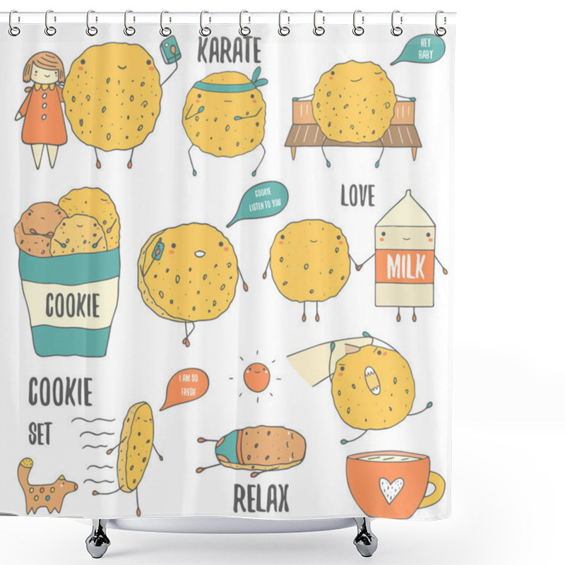 Personality  Cookies Characters Set Shower Curtains