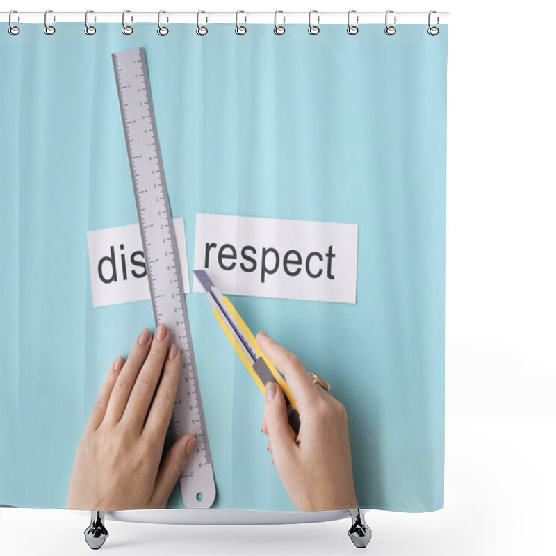 Personality  Hands Cutting Slip Of Paper Shower Curtains